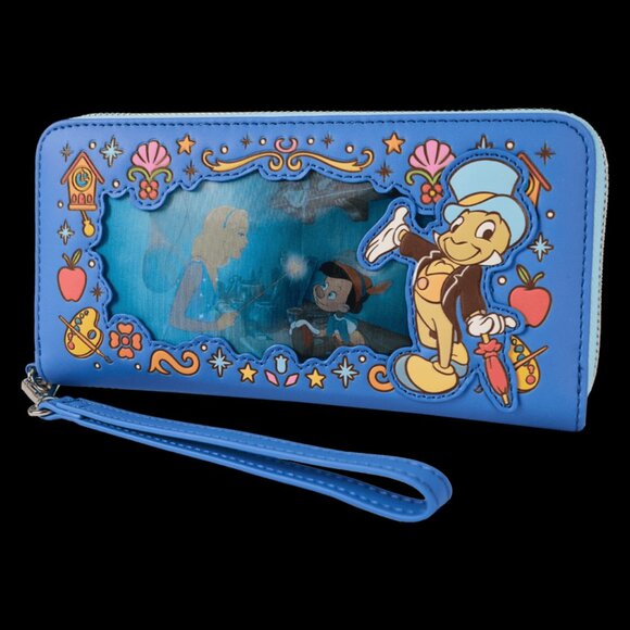 Loungefly Disney Pinocchio Wallet Lenticular Blue Fairy Zip Around Wristlet - Picture 5 of 6